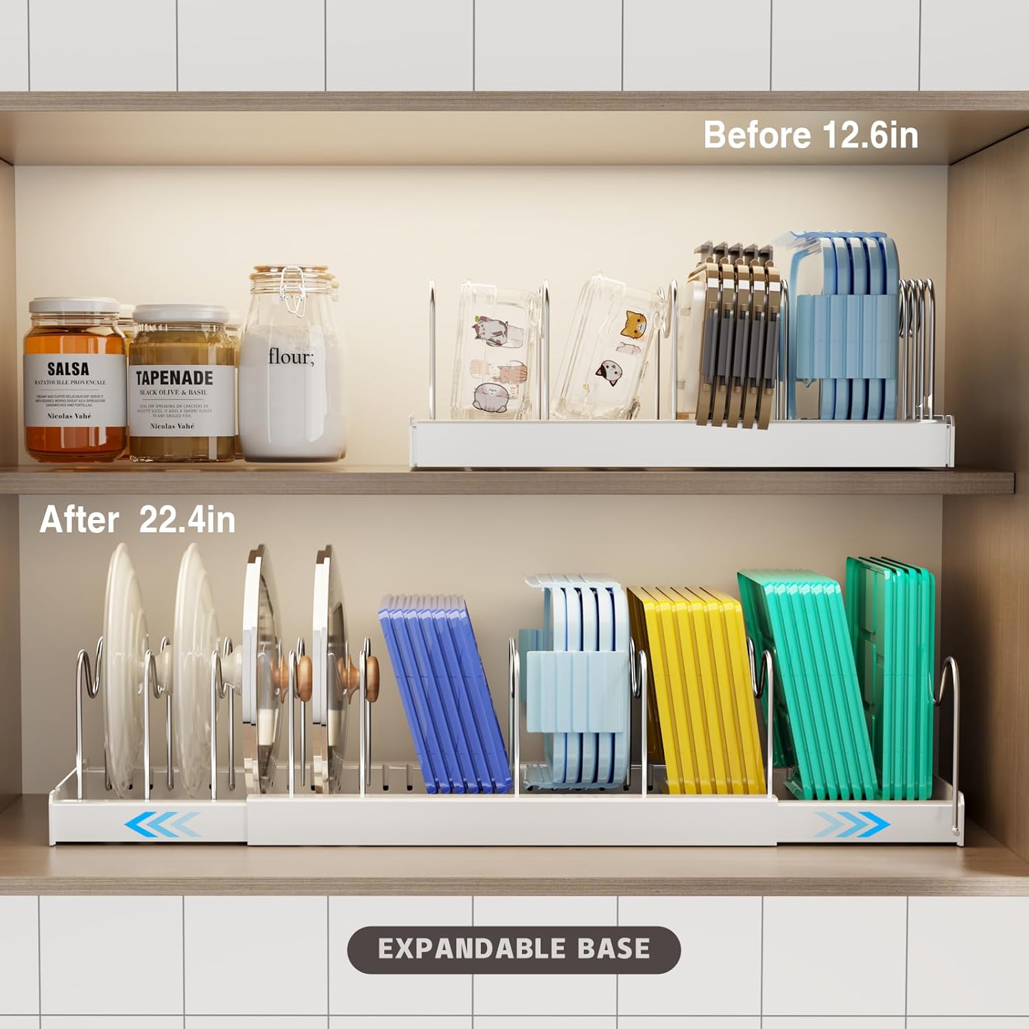 拡張可能なキッチンキャビネットオーガナイザーラック、調節可能 - Kitchen Baking Drawer のレビューと価格