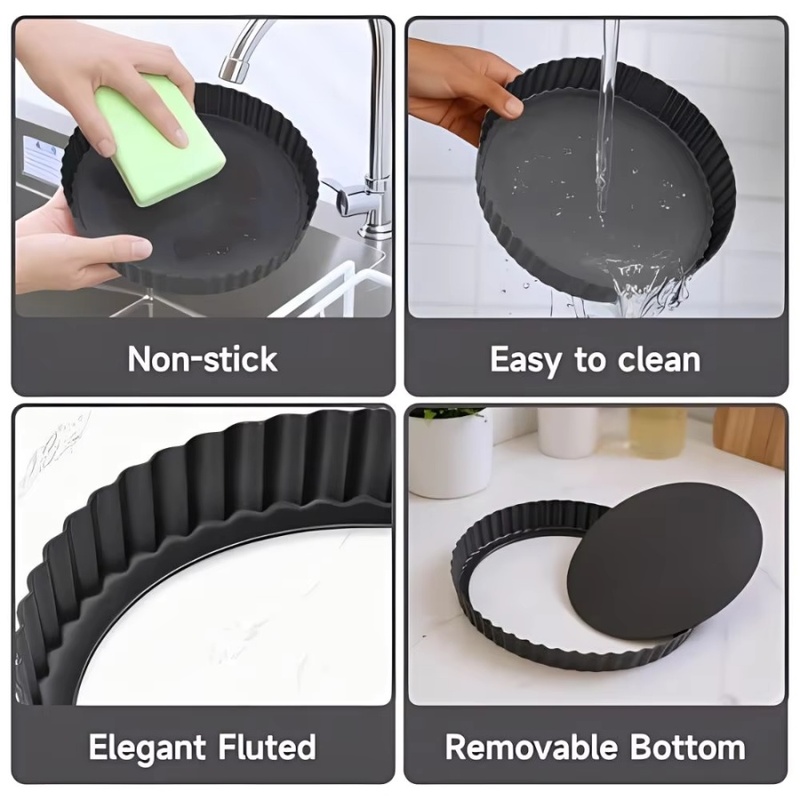 1個入り 取り外し可能な底面溝付きタルトパン ノンスティック - Kitchen Baking Trays のレビューと価格