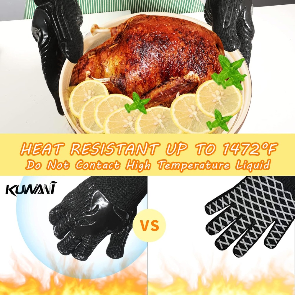 バーベキューグローブ、1472 ° F耐熱手袋、防火ミット、 - Kitchen Baking Gloves のレビューと価格