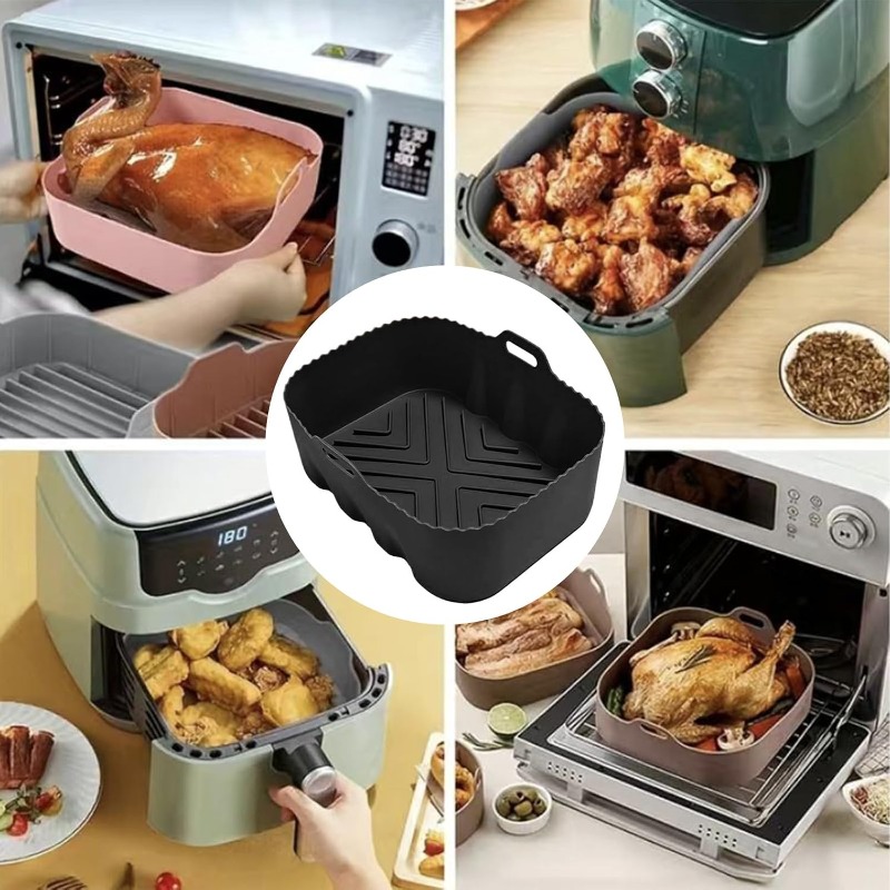 再利用可能なシリコンエアフライヤーライナー耐熱ノンスティック - Kitchen Baking Trays のレビューと価格